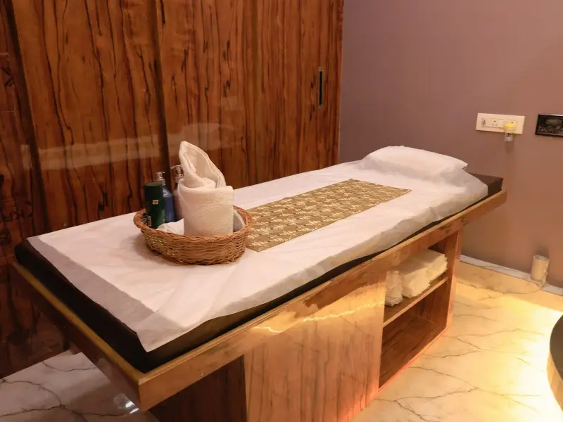 Private spa room with massage bed at Raffles Spa Chembur